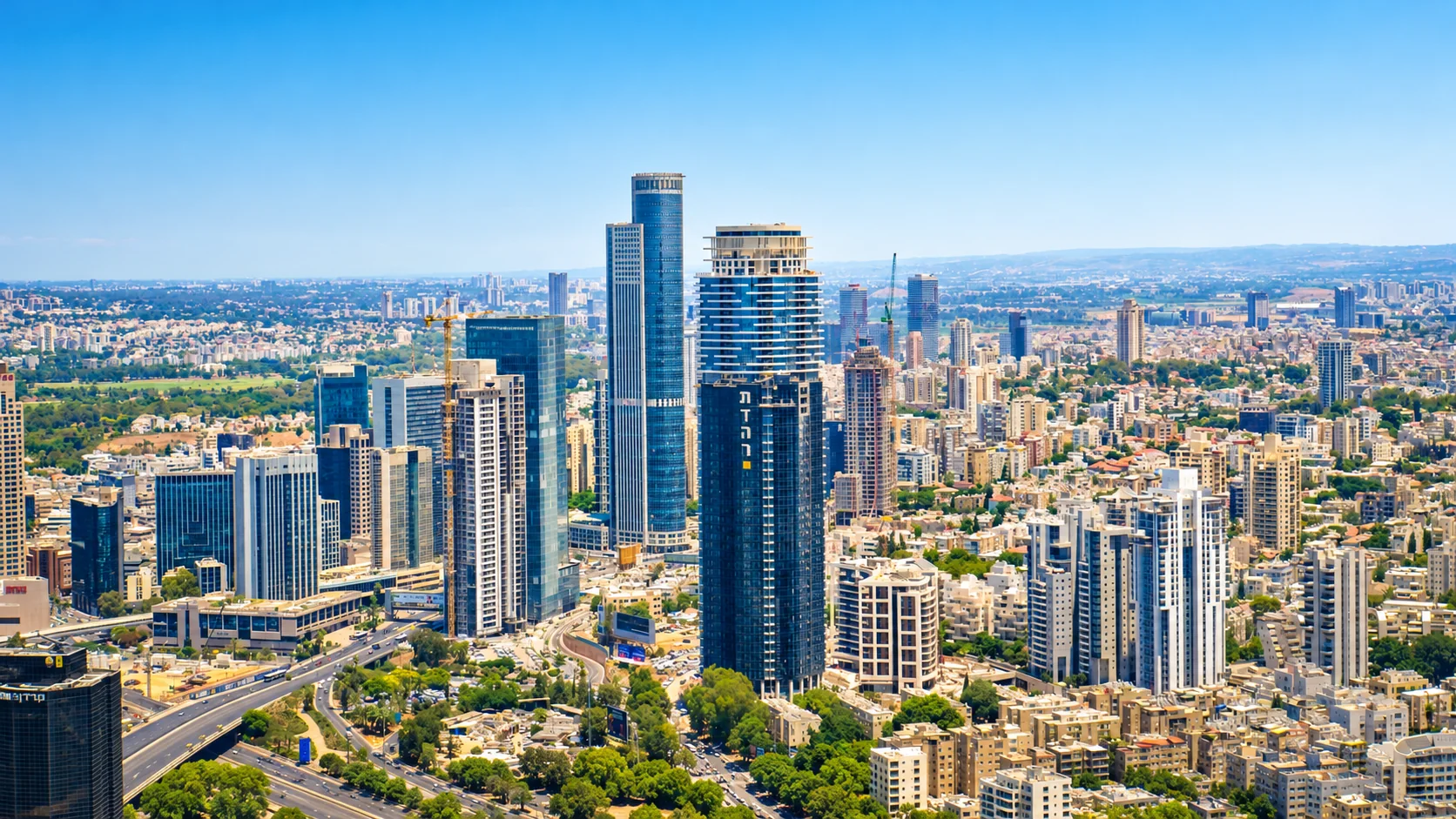 Skyline and residential buildings looking toward Givatayim, Israel